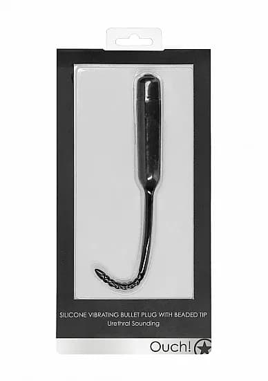 Silicone Vibrating Bullet Plug With Beaded Tip - Urethral Sound Ouch! Shots image