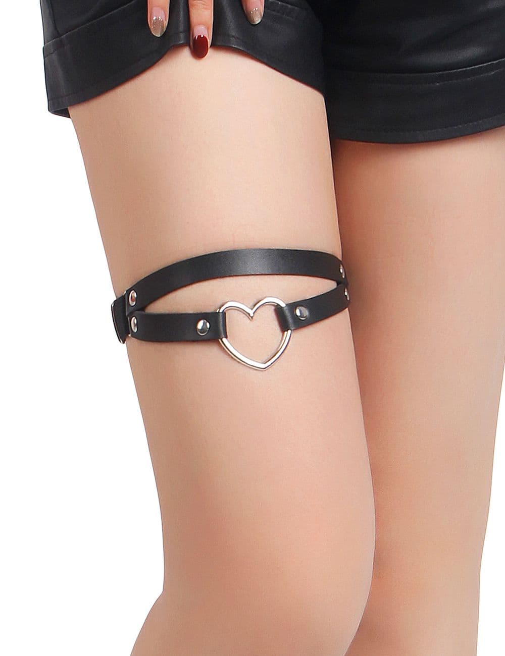 C81293 - Leather Adjustable Stud Punk Leg Loop