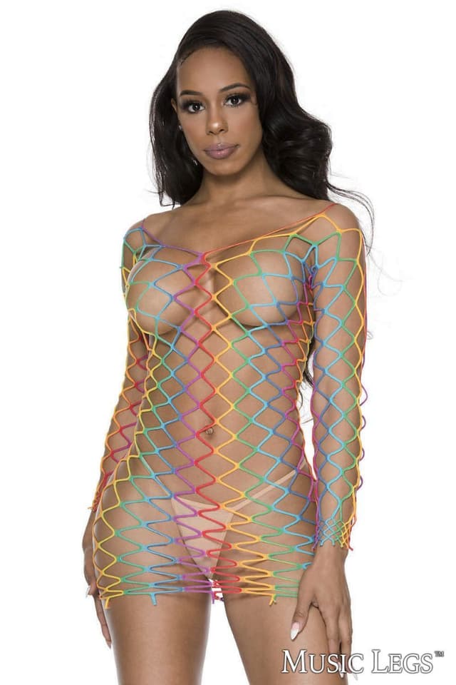   ML60116 - Big Net Long Sleeve Dress  - O/S image