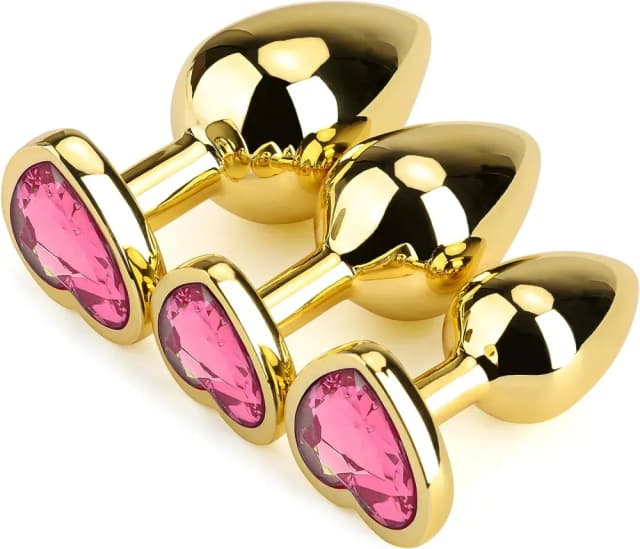 Jewelled Secret Heart Butt Plug Gold - Tailles Variées image