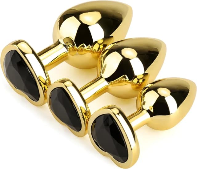 Jewelled Secret Heart Butt Plug Gold - Tailles Variées image