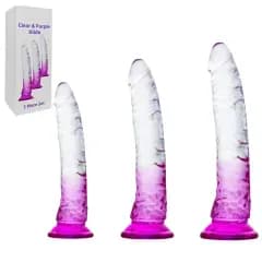 CLEAR PURPLE DILDO 3PIECES image