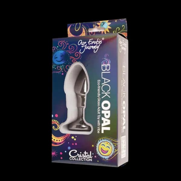 Black Opal Glass Dildo with Rechargeable Vibrator image