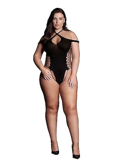 Leda XIII - Body with Crossed Neckline and Off Shoulder Straps - Plus Size - Le Desir Shade image