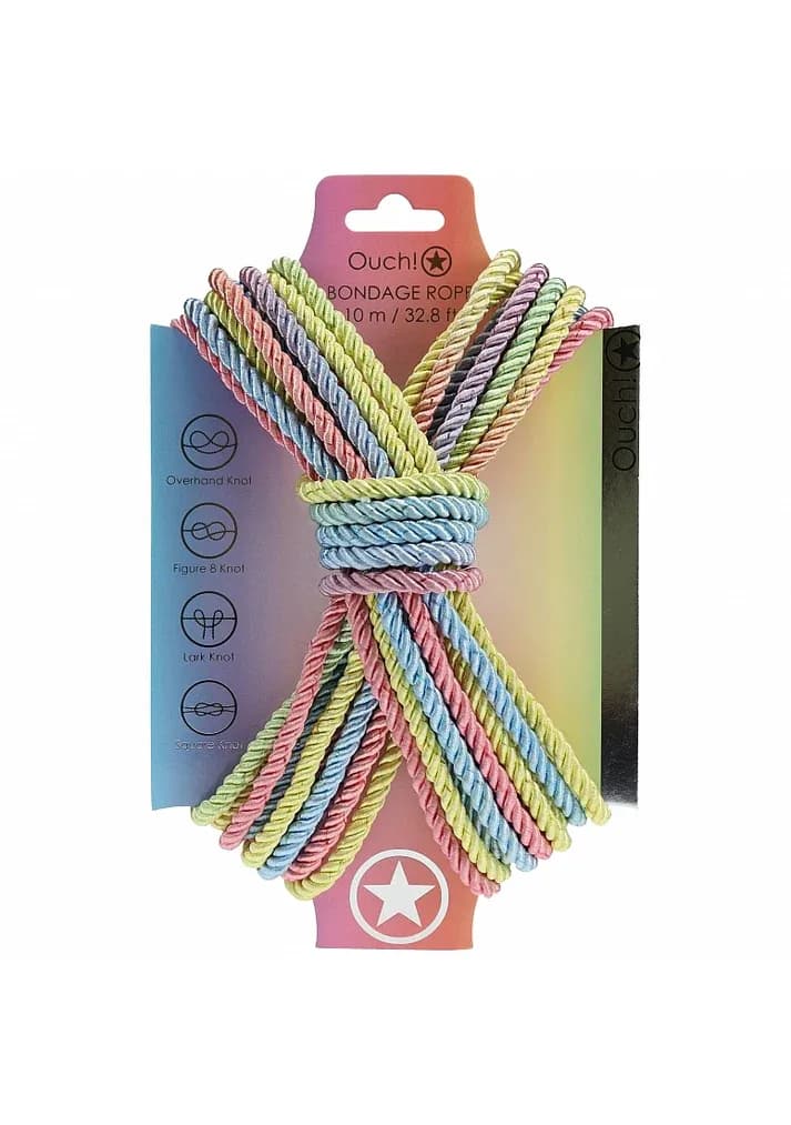 Ouch! Bondage Rope - 10 Meter - Nylon - Multicolor Pastel
