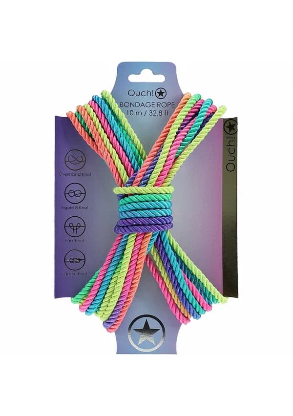 Ouch! Bondage Rope - 10 Meter - Nylon - Multicolor Bright image